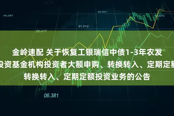 金岭速配 关于恢复工银瑞信中债1-3年农发行债券指数证券投资基金机构投资者大额申购、转换转入、定期定额投资业务的公告